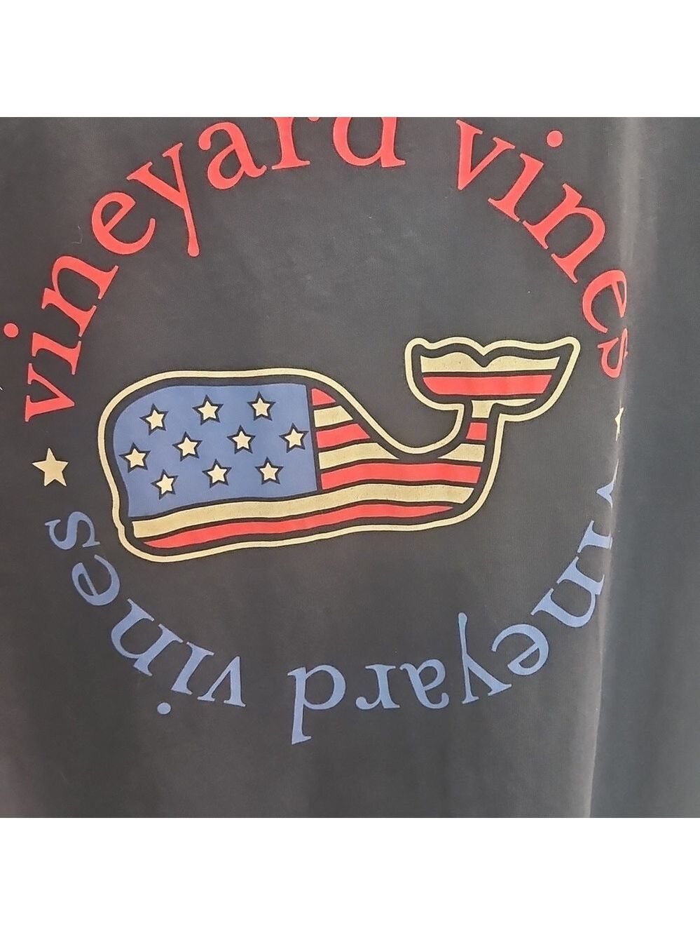 Vineyard Vines Red White Blue American Flag Deep Blue Pocket Tee Small